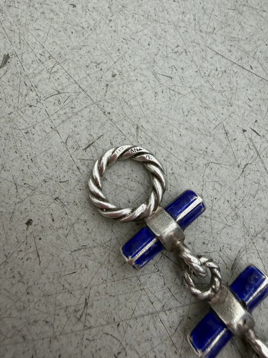 1960s Gucci Silver Blue & Grey Link Bracelet - Image 15