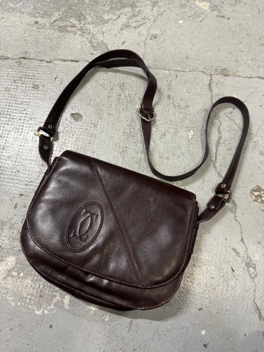 1980s Cartier Burgundy Leather Shoulder Bag - Image 8