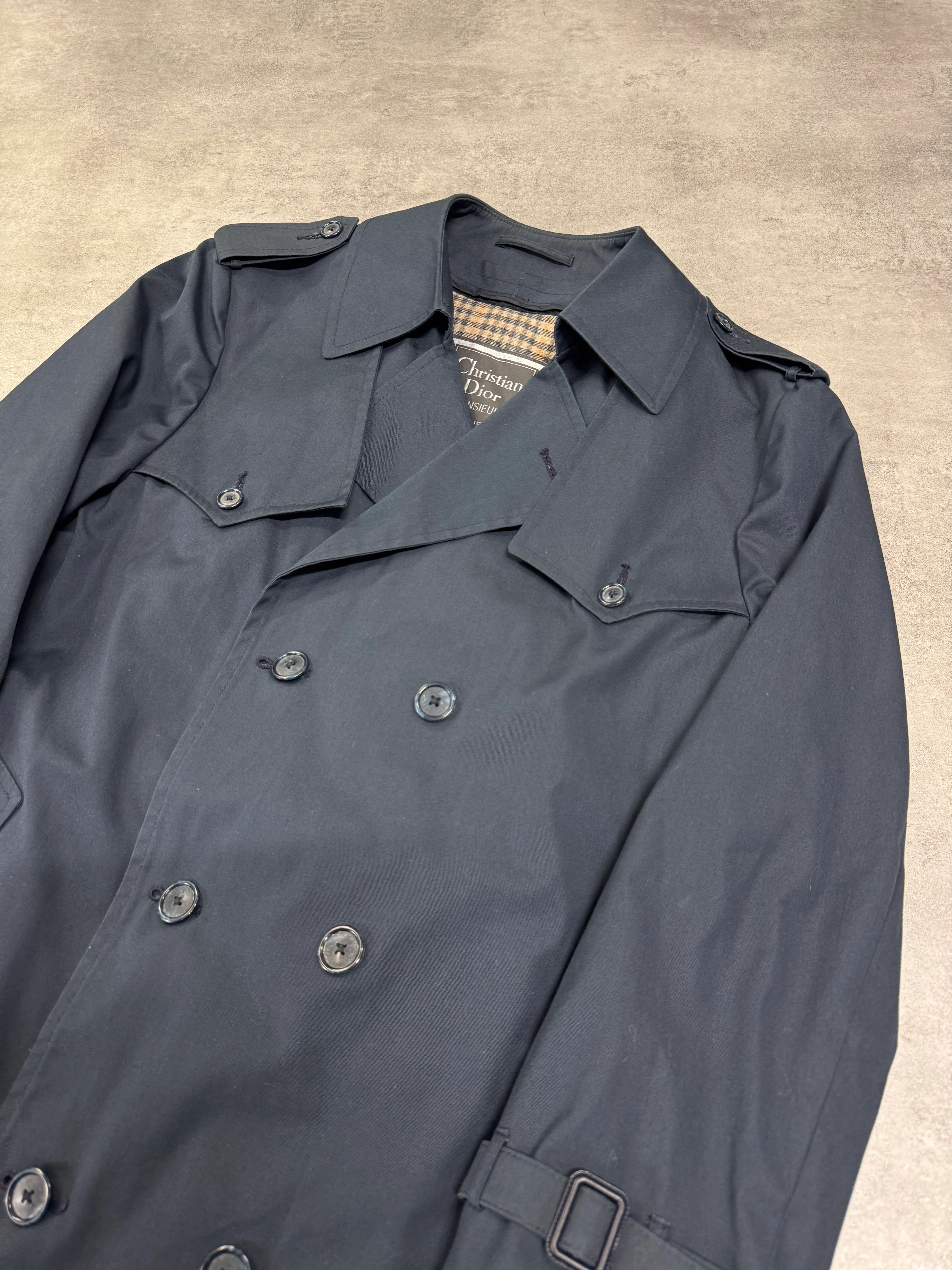 1980s Christian Dior Navy Trench Coat - Image 2