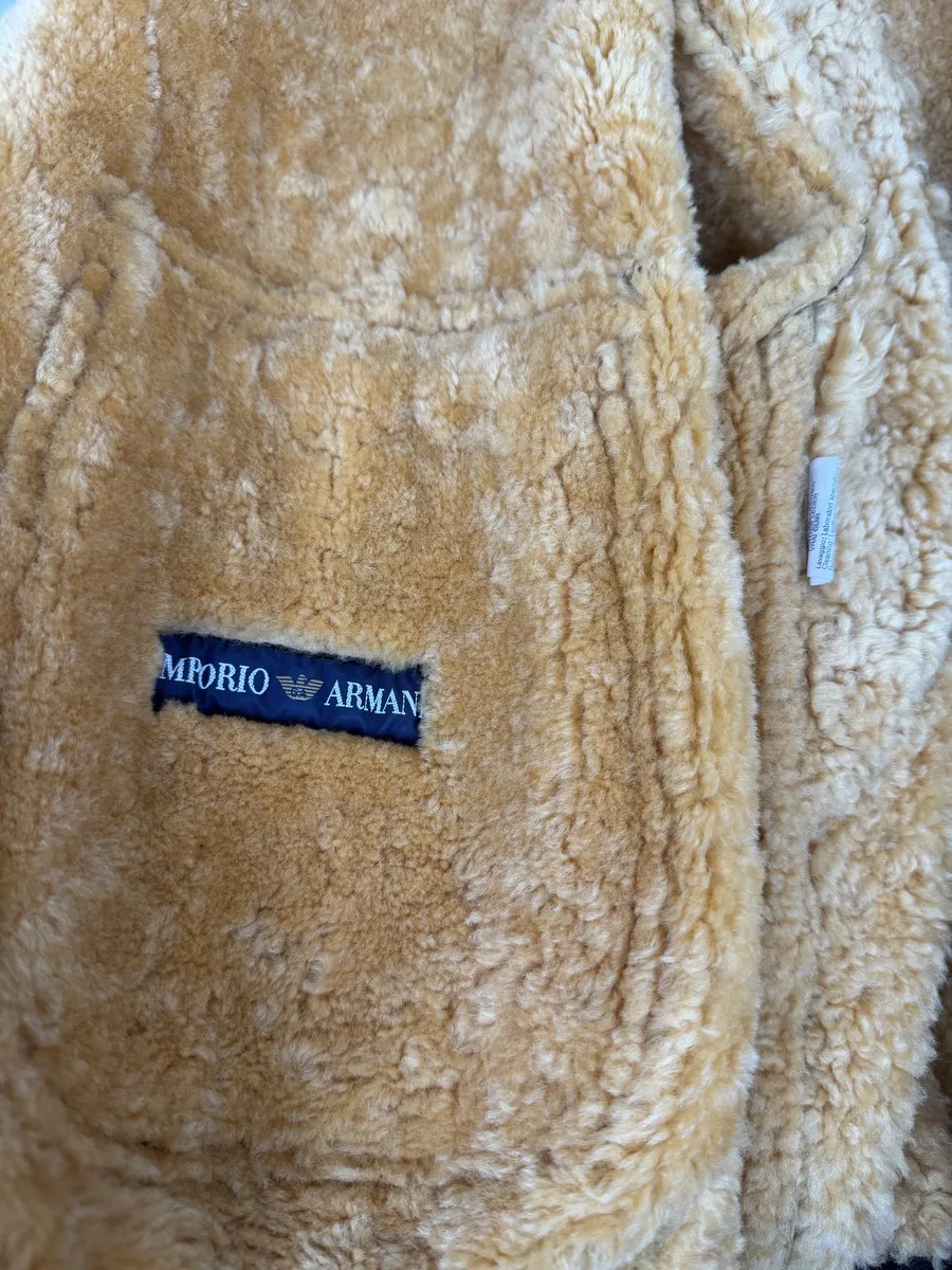 1980s Emporio Armani Brown Eroded Shearling Leather Jacket - Image 8