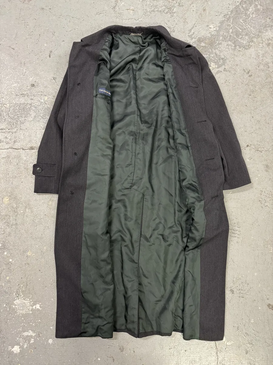 1980s Emporio Armani Wool Grey Belted Trench Coat - Image 10