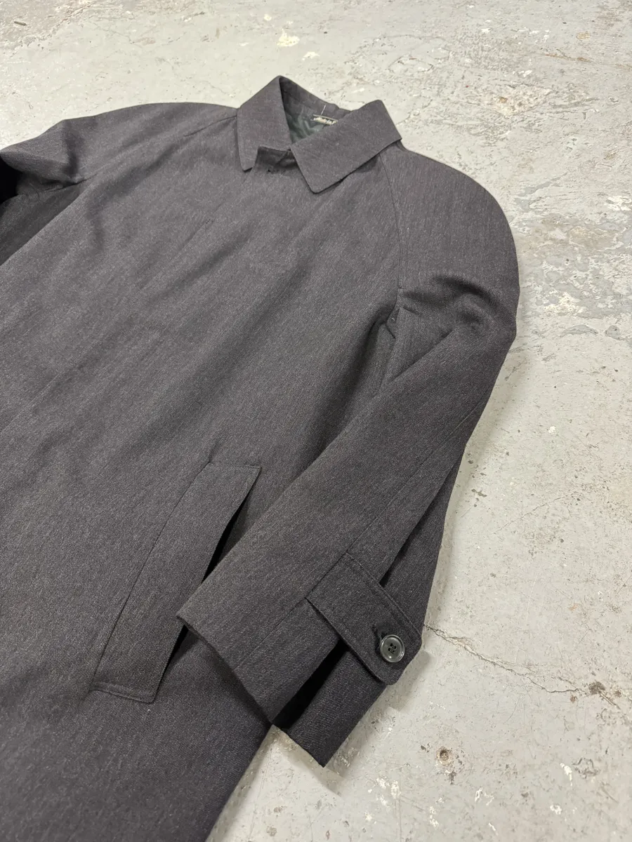 1980s Emporio Armani Wool Grey Belted Trench Coat - Image 3