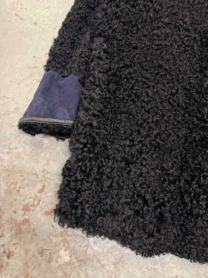 1980s Gianni Versace Black Astrakhan Fur Long Jacket - Image 6