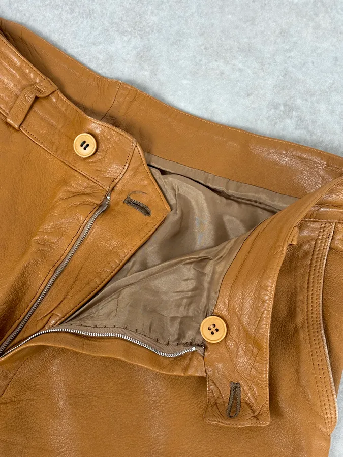 1980s Gianni Versace Cognac Leather Pants - Image 9