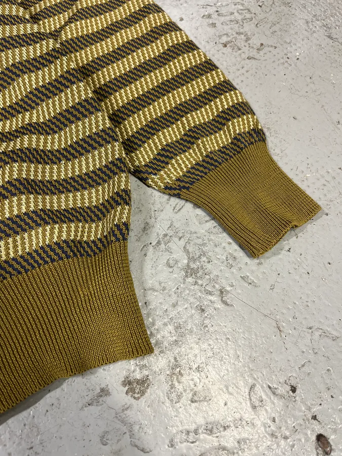 1980s Giorgio Armani Olive Striped Cardigan - Image 7