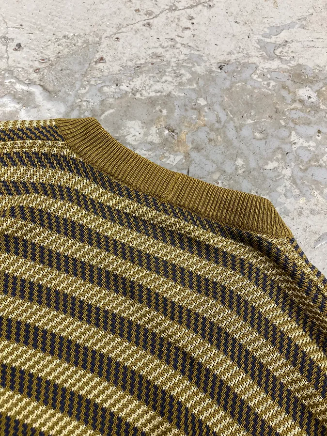 1980s Giorgio Armani Olive Striped Cardigan - Image 9