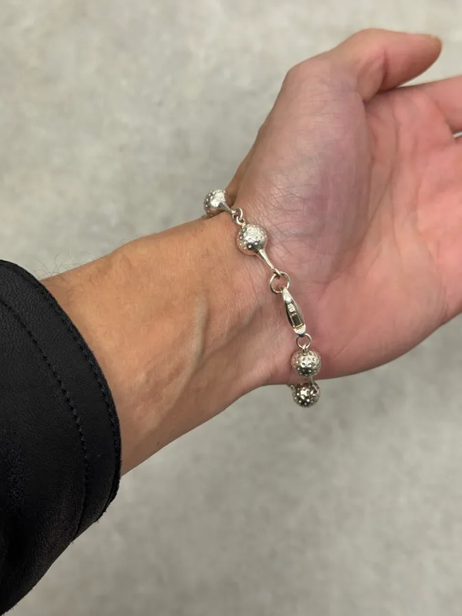1980s Hermès Golf Ball Silver Bracelet - Image 6