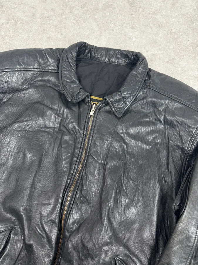 1980s Marithé + François Girbaud Black Reversible Leather Bomber Jacket - Image 9