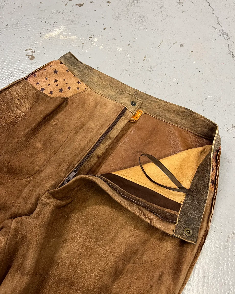 1980s Roberto Cavalli Brown Patchwork Leather Pants - Image 7