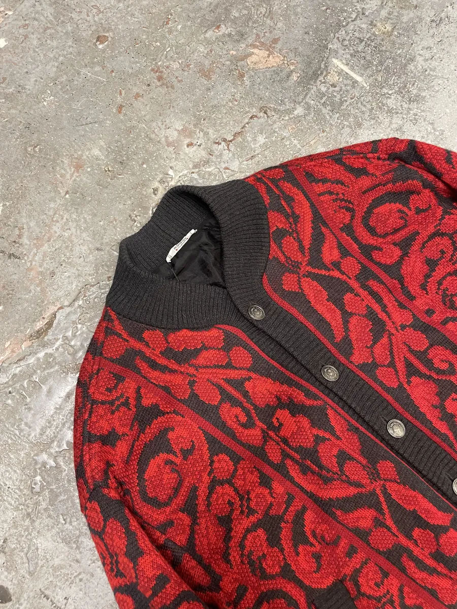 1980s Saint Laurent Rive Gauche Red Floral Cardigan Bomber - Image 7