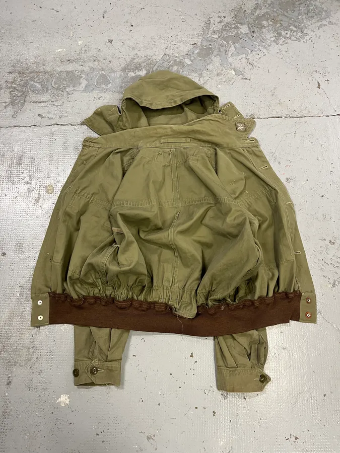1980s Vintage Military Green Buttoned Hooded Jacket - Image 9