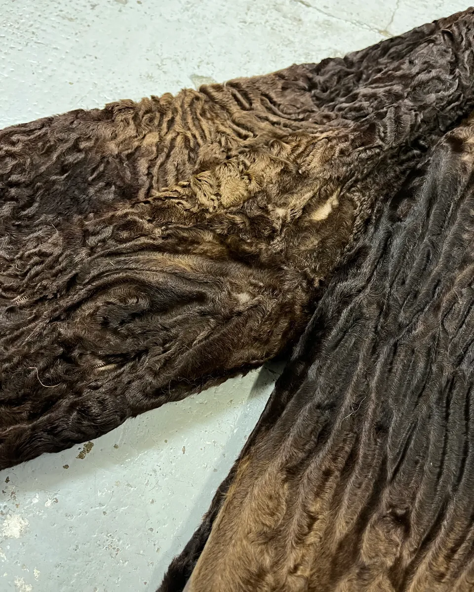 1980s Yves Saint Laurent Astrakhan Fur Relief Coat - Image 9