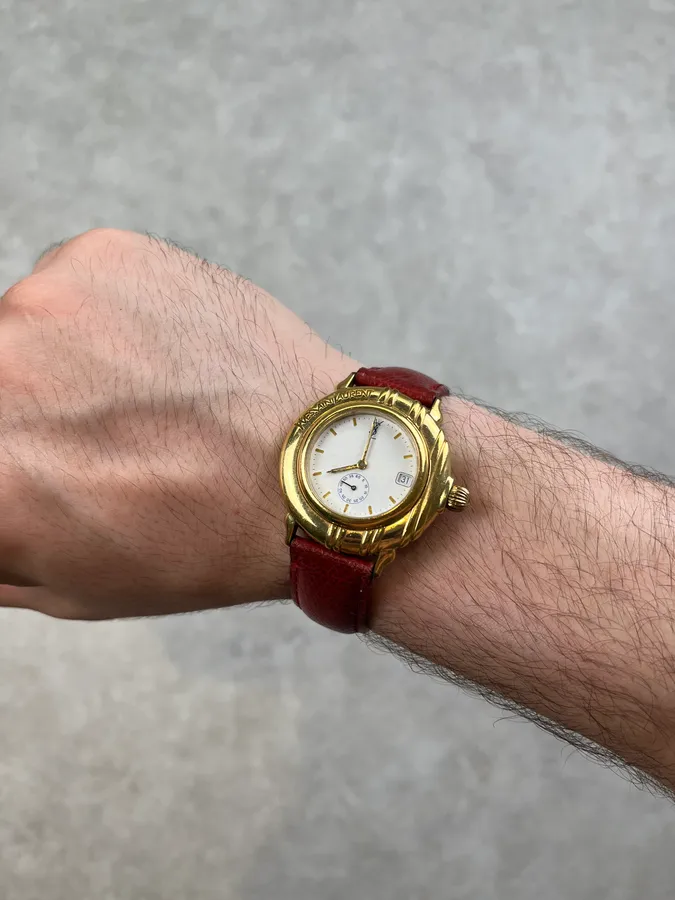 1980s Yves Saint Laurent Bordeaux Leather Quartz Watch - Image 3