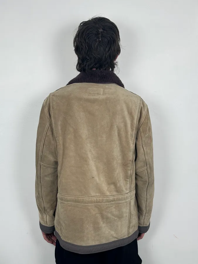 1990s Armani Beige Shearling Leather Jacket - Image 2