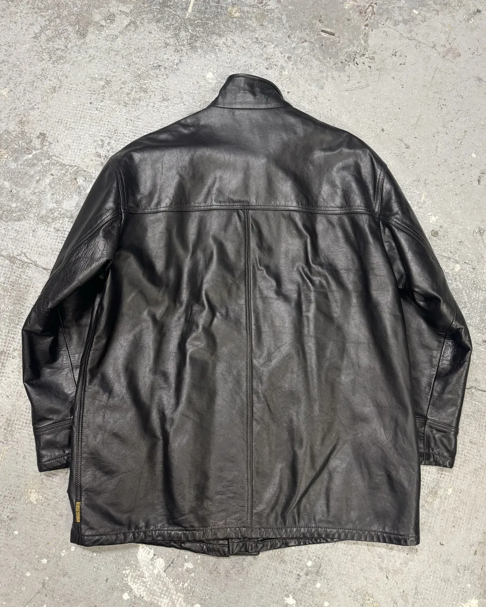 1990s Armani Black Imperial Premium Leather Jacket - Image 3