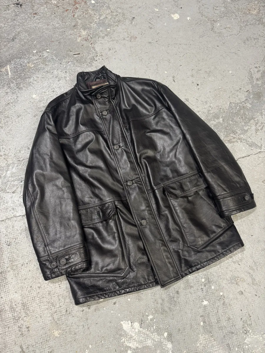 1990s Armani Black Imperial Premium Leather Jacket - Image 5