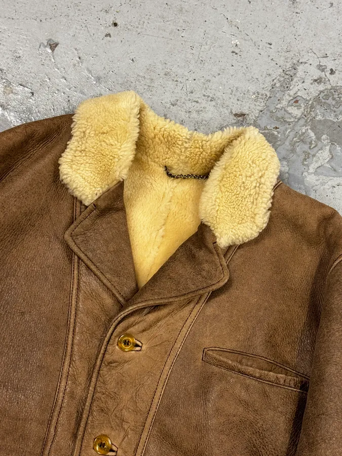 1990s Armani Brown Shearling Aviator Bomber Jacket - Image 8