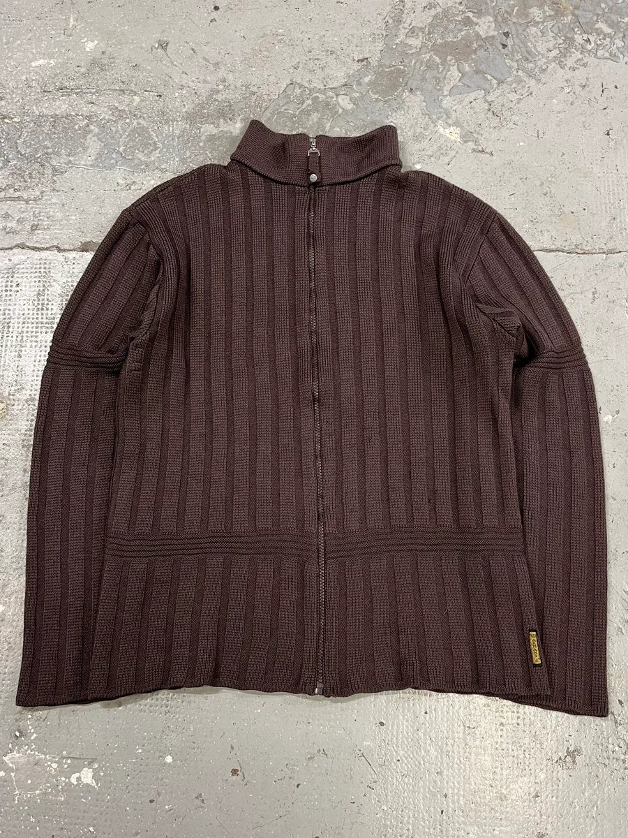 1990s Armani Brown Zip-up Sweater - Image 2
