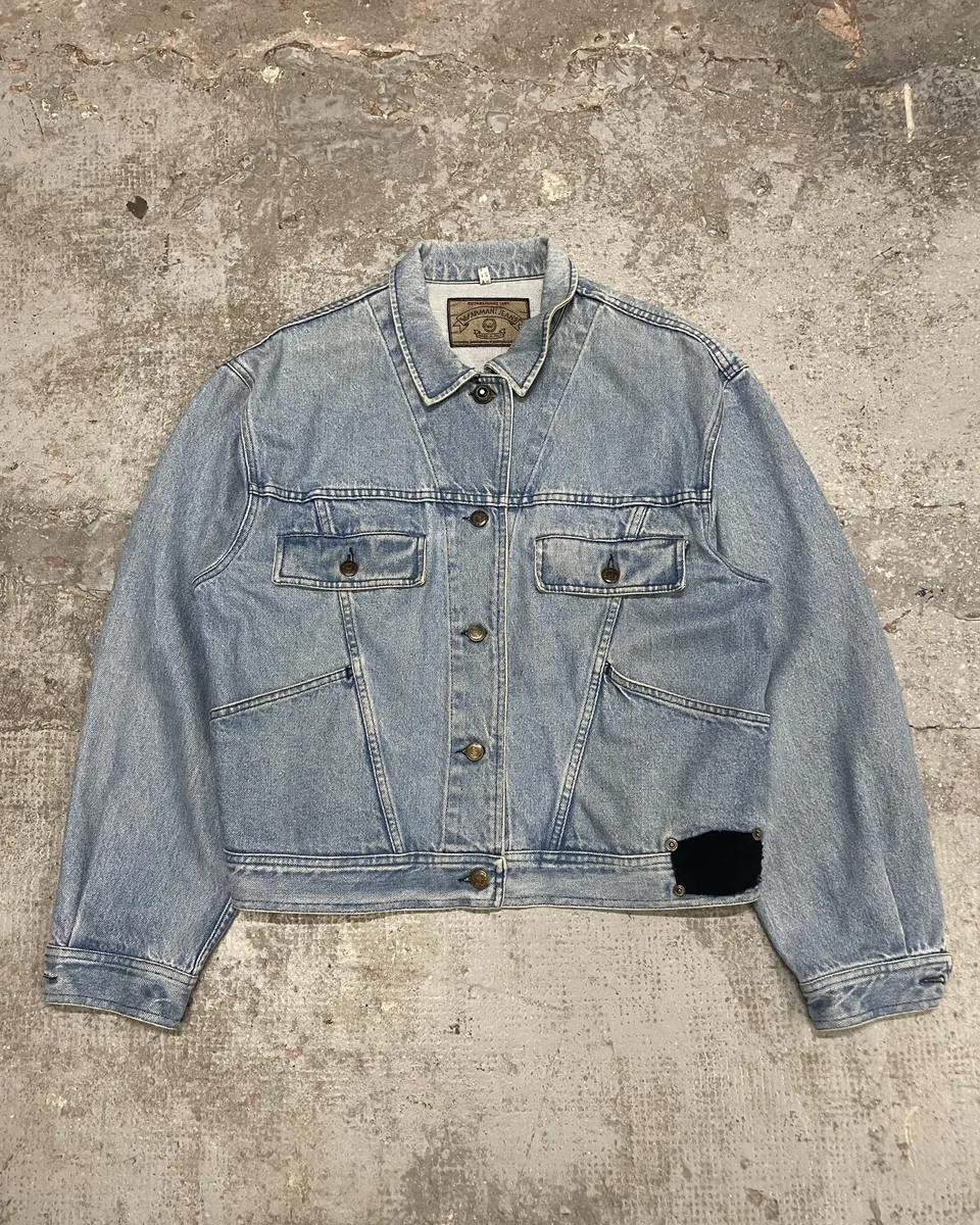 1990s Armani Cropped Blue Cozy Denim Jacket