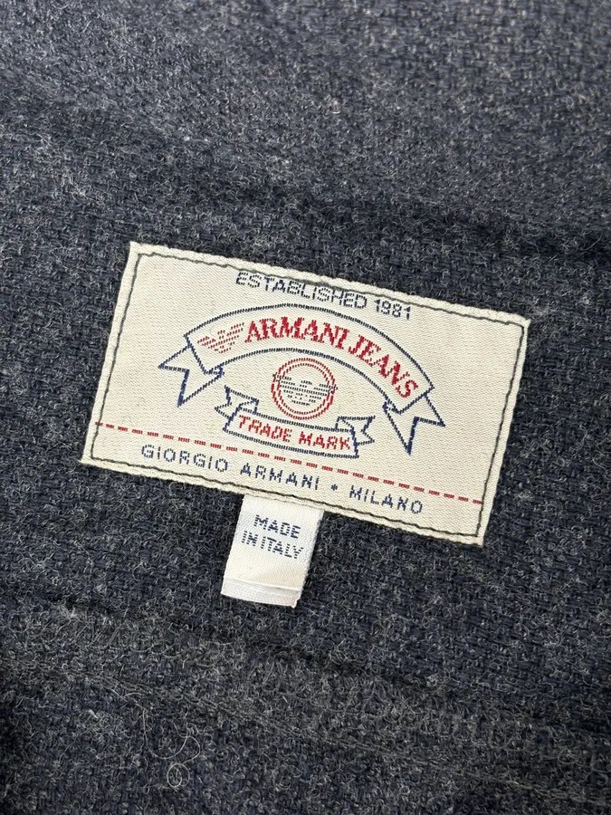 1990s Armani Dark Grey Minimalist Wool Blend Shirt - Image 9