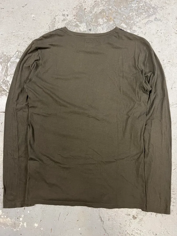 1990s Armani Dark Kaki V Neck Obscure Longsleeves - Image 6