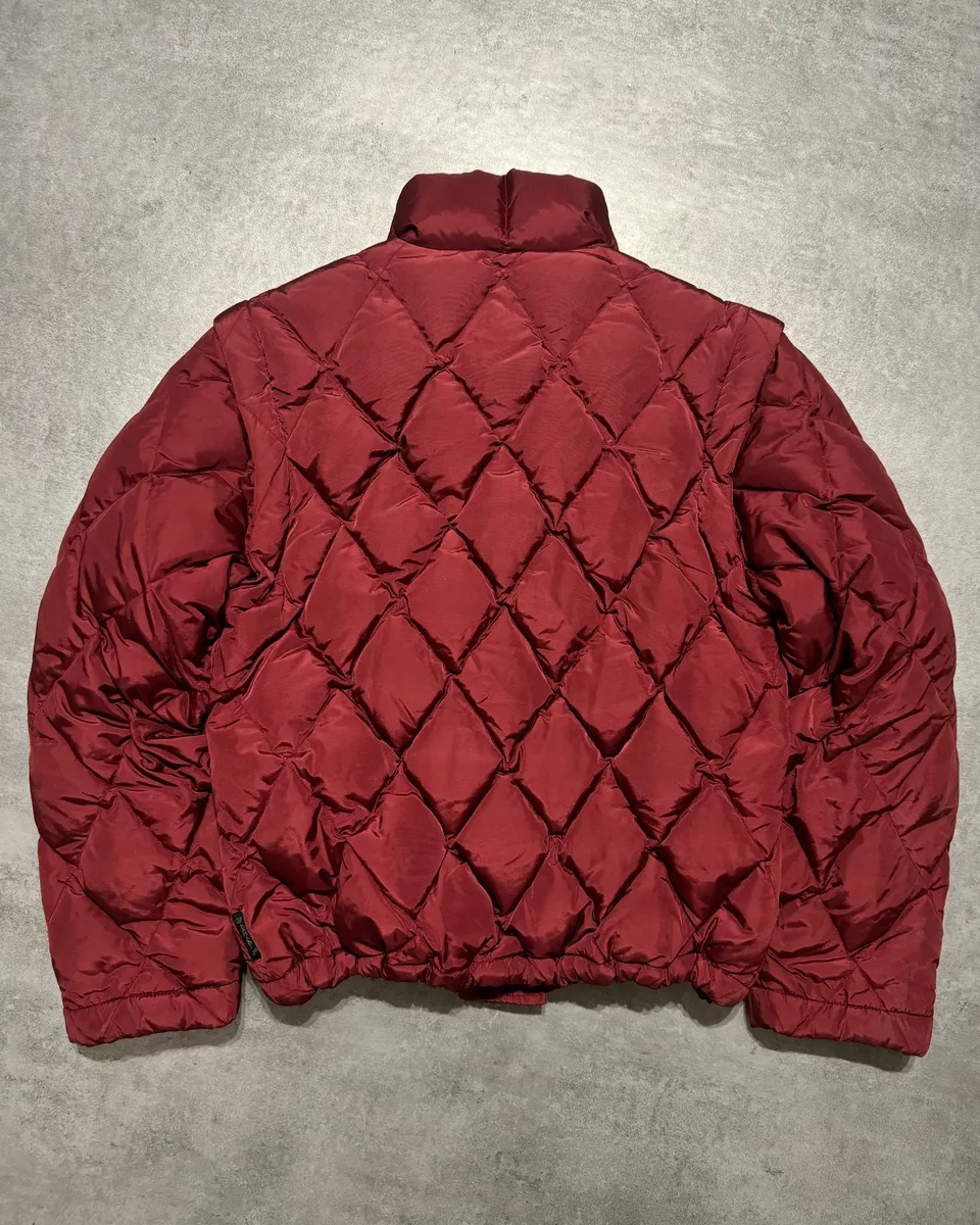 1990s Armani Detachable Arms Light Red Puffer Jacket - Image 5