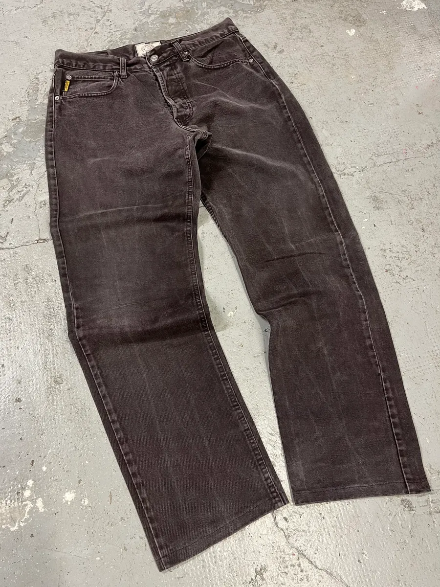 1990s Armani Faded Brown Denim Jeans - Image 5