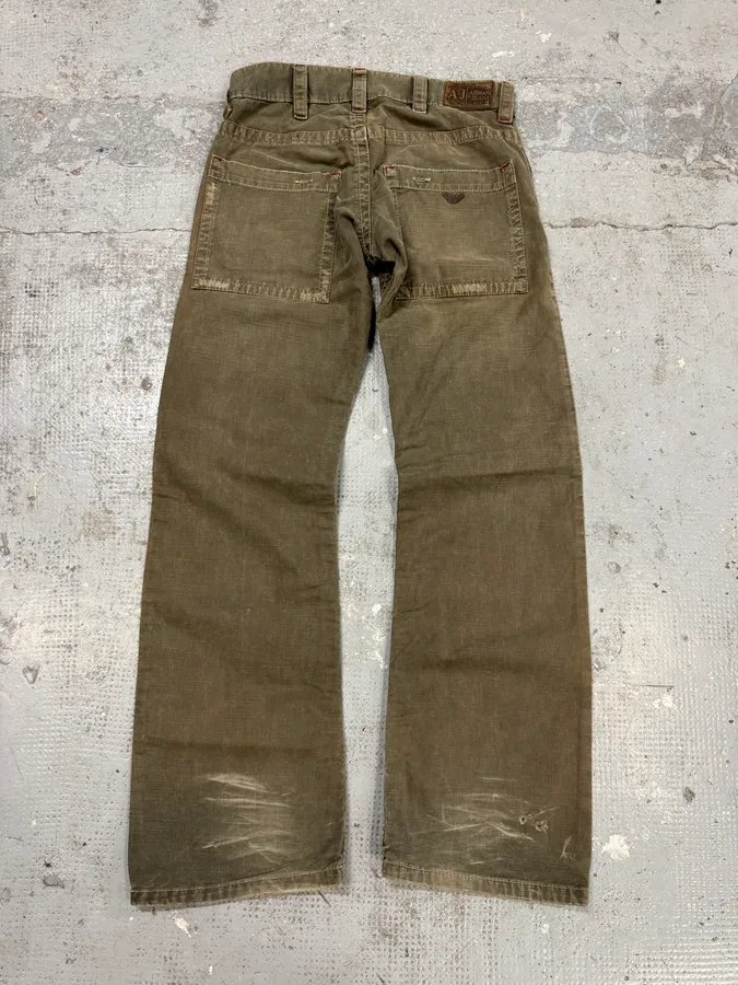 1990s Armani Grey Checked Distressed Pants - Image 5