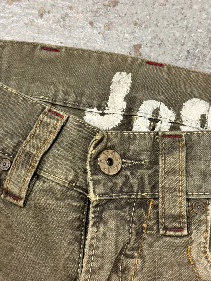 1990s Armani Grey Checked Distressed Pants - Image 8