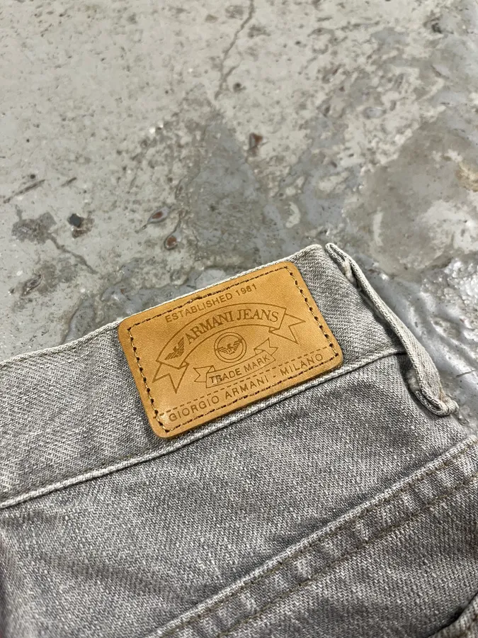 1990s Armani Grey Large Denim Jeans - Image 11