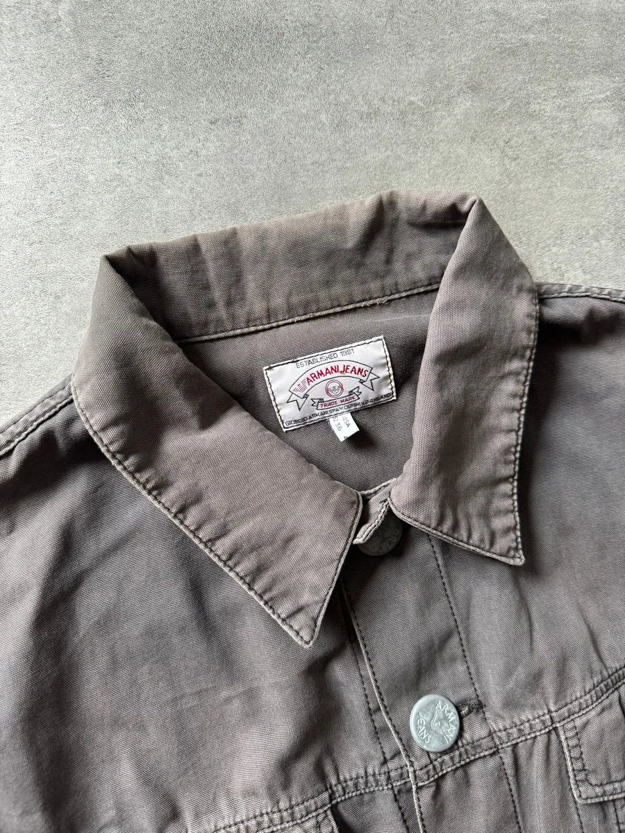 1990s Armani Grey Light Trucker Jacket - Image 6