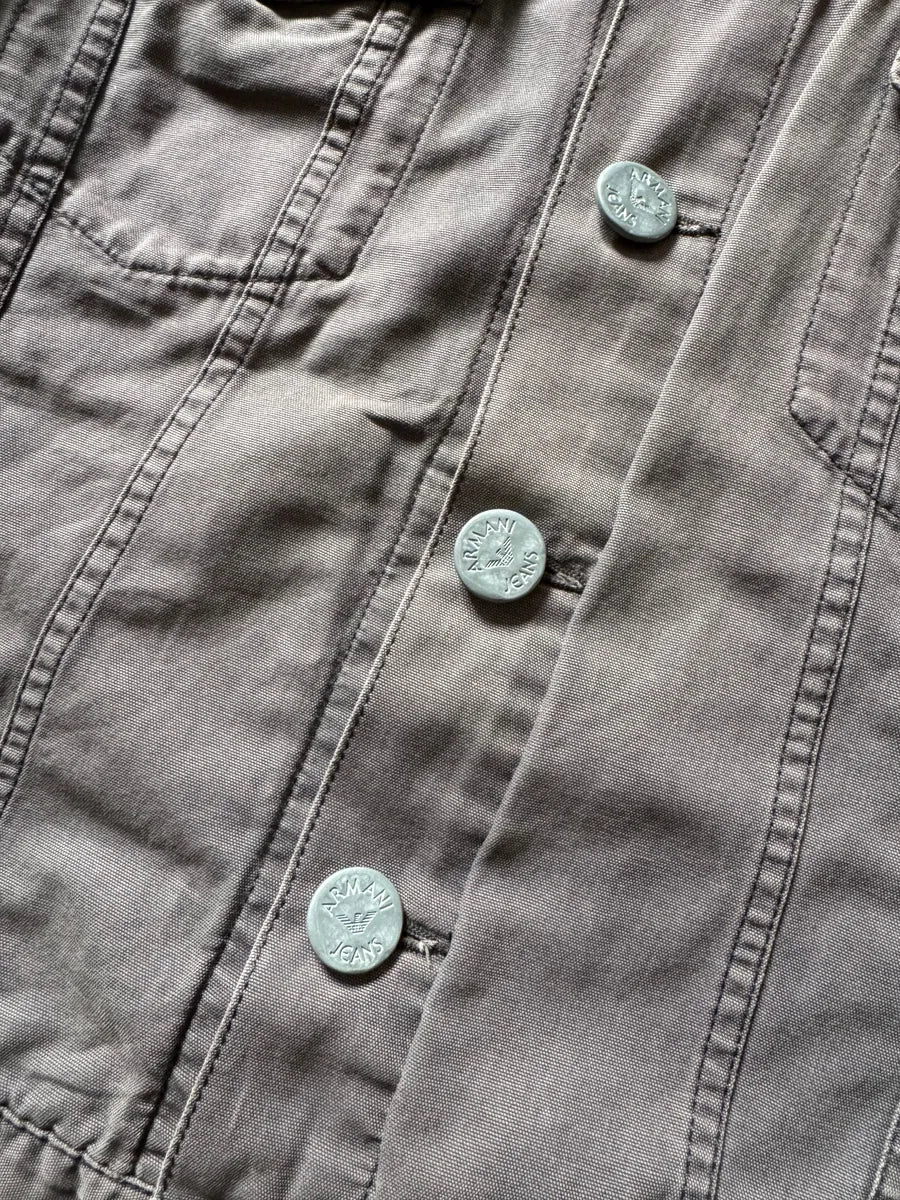 1990s Armani Grey Light Trucker Jacket - Image 7