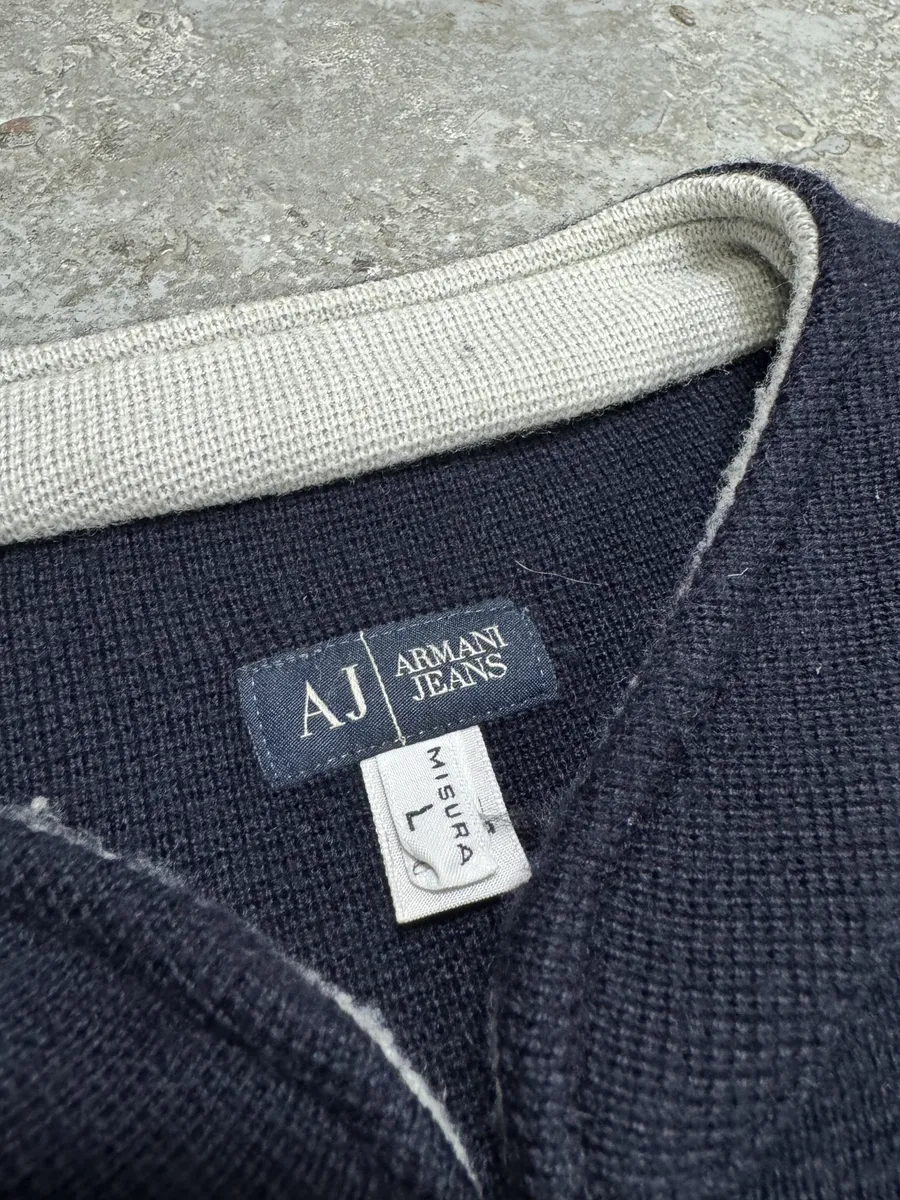 1990s Armani Italian Wool Zip-Up Sweater - Image 7
