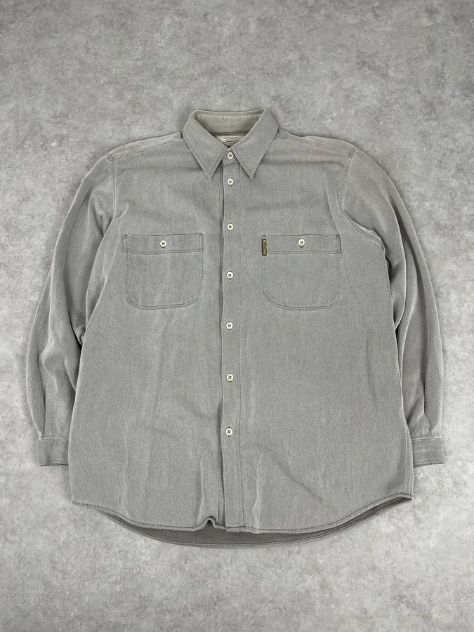 1990s Armani Khaki Grey Shirt - Image 5