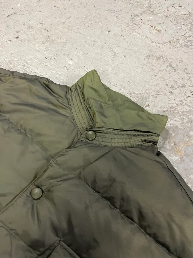 1990s Armani Olive Buttoned Puffer Jacket - Image 10