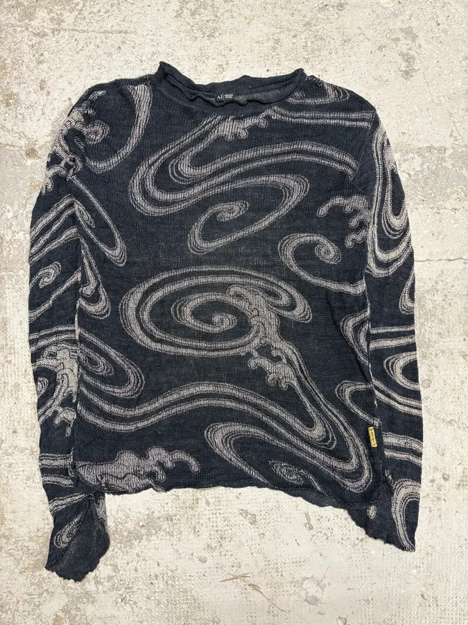 1990s Armani Psychadelic Black Sweater - Image 4
