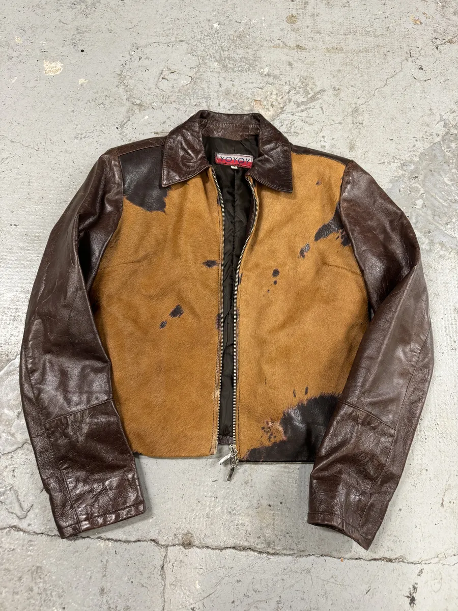 1990s Artisanal Italian Pony Hair Brown Leather Jacket - Image 5