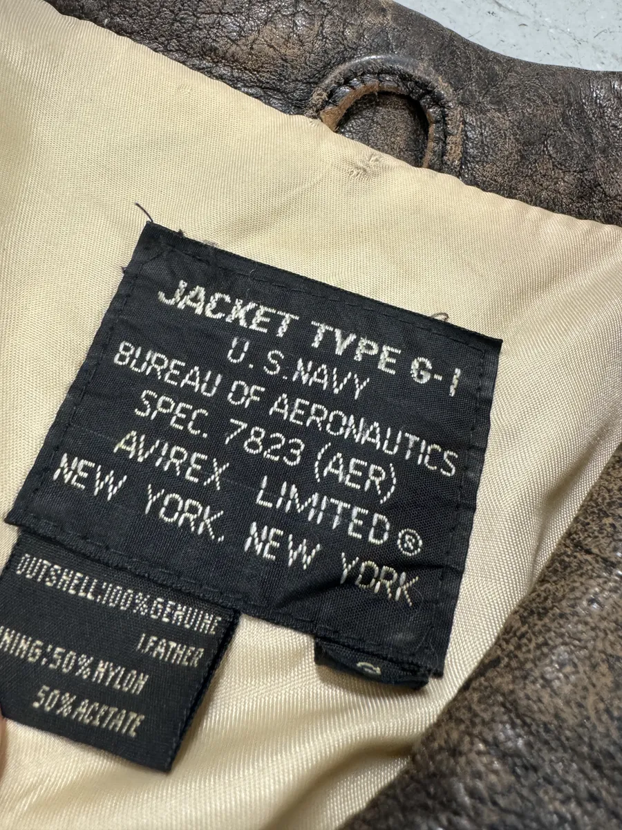 1990s Avirex Pilot Sexy America Bomber Brown Jacket - Image 9