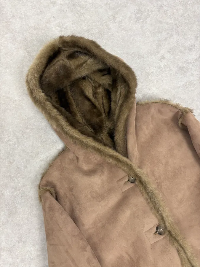 1990s Balmain Beige Faux Fur Reversible Coat - Image 12