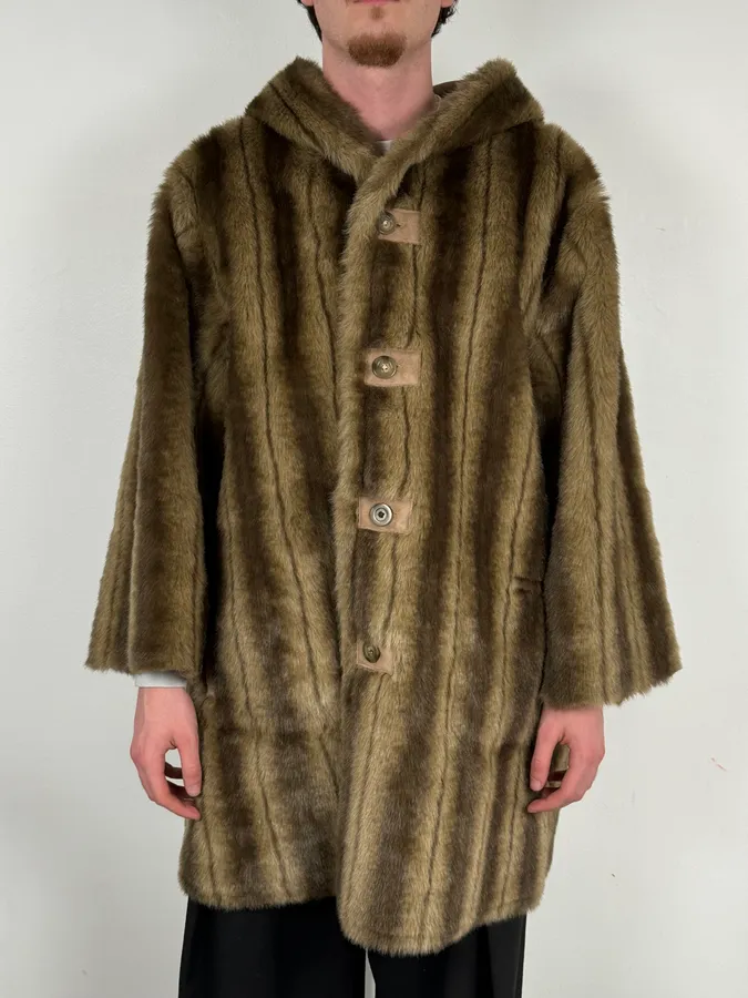 1990s Balmain Beige Faux Fur Reversible Coat - Image 2
