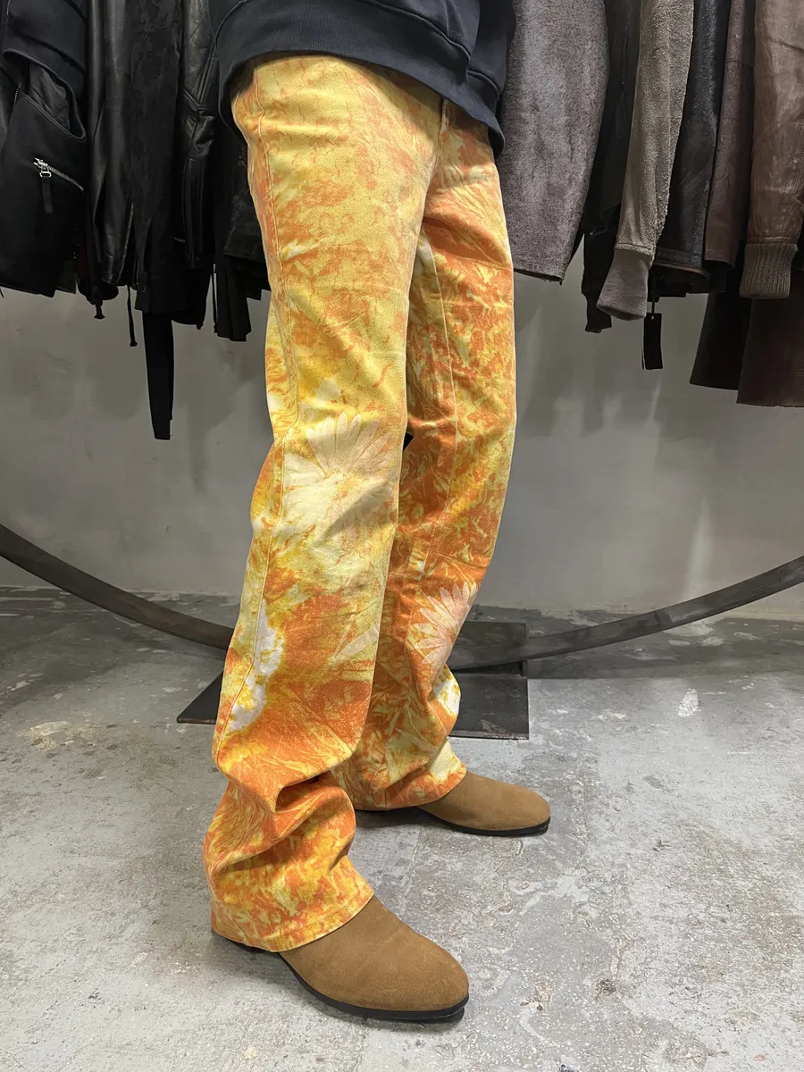 1990s Cavalli Orange Sunflowers Pants - Image 2