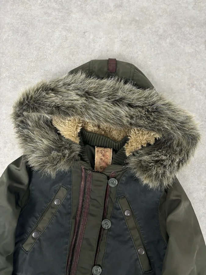 1990s Chevignon Military Aviator Fur Bomber Jacket - Image 5
