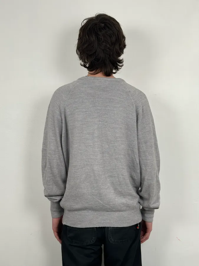 1990s Christian Dior Grey V-Neck Sweater - Image 3