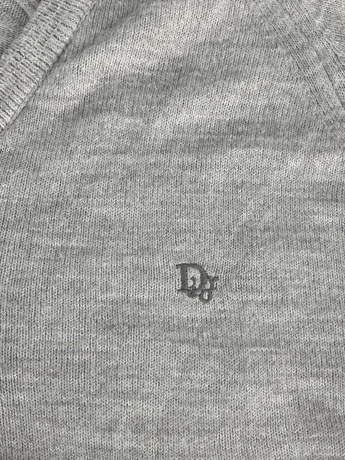 1990s Christian Dior Grey V-Neck Sweater - Image 8