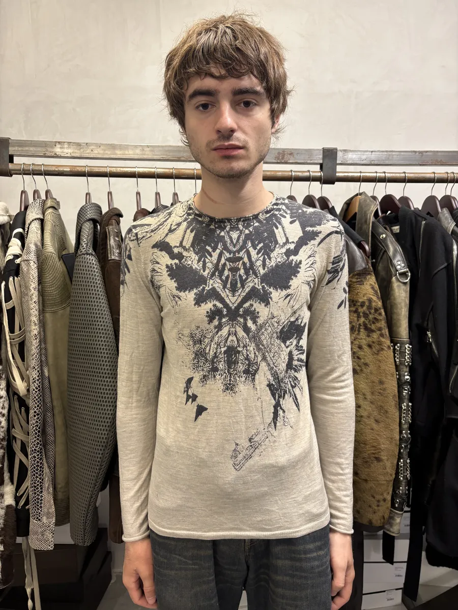 1990s Christian Lacroix Beige Flowers Collar Sweater - Image 3