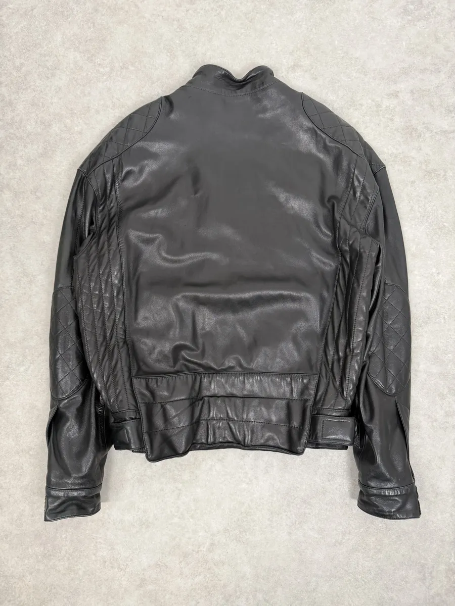 1990s Claude Montana Black Padded Biker Leather Jacket - Image 2