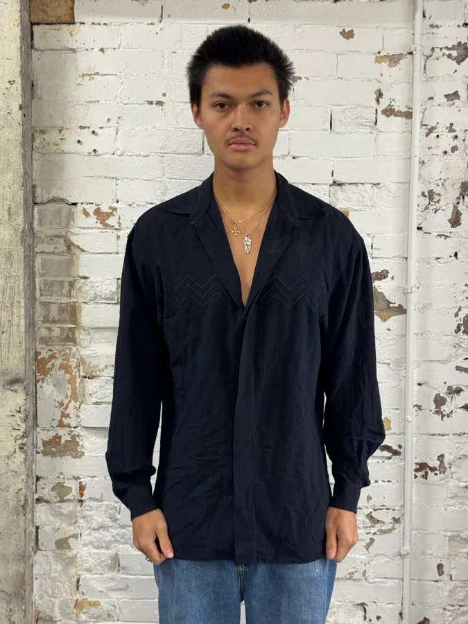 1990s Claude Montana Black Western Shirt - Image 2