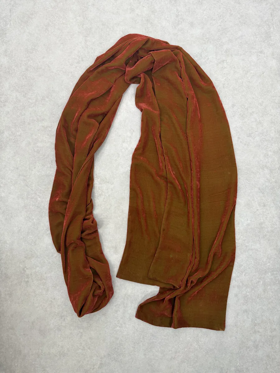 1990s Comme des Garçons Dark Orange Velvet Scarf - Image 8