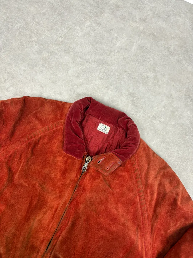 1990s CP Company Red Suede Leather Jacket - Image 5