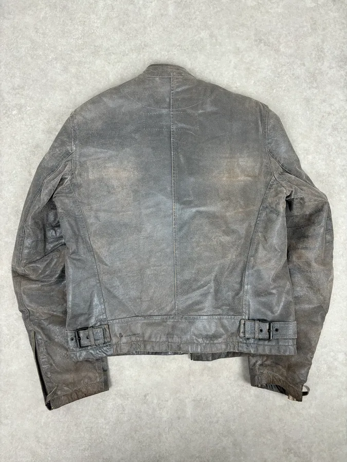 1990s Dolce & Gabbana Avant-Garde Grey Moto Leather Jacket - Image 6